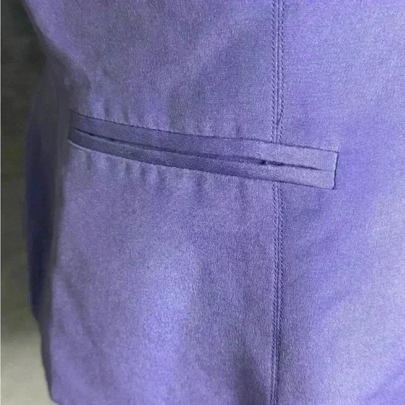 Maggy London 100% Silk Size 10 Purple Classic Jacket Faux Pockets - Picture 2 of 13